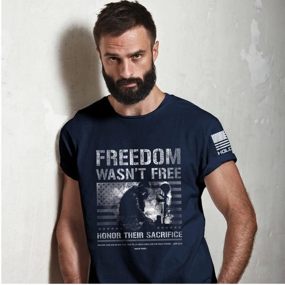 HOLD FAST Men Size XL Patriotic Navy Graphic Tee for Men. - Picture 2 of 5